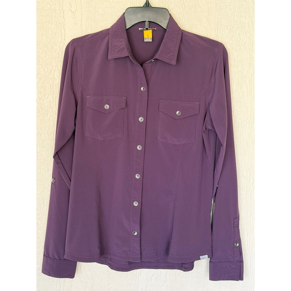 Eddie Bauer Travex Womens Small Purple Roll Tab Sleeve Button Up Hiking Shirt